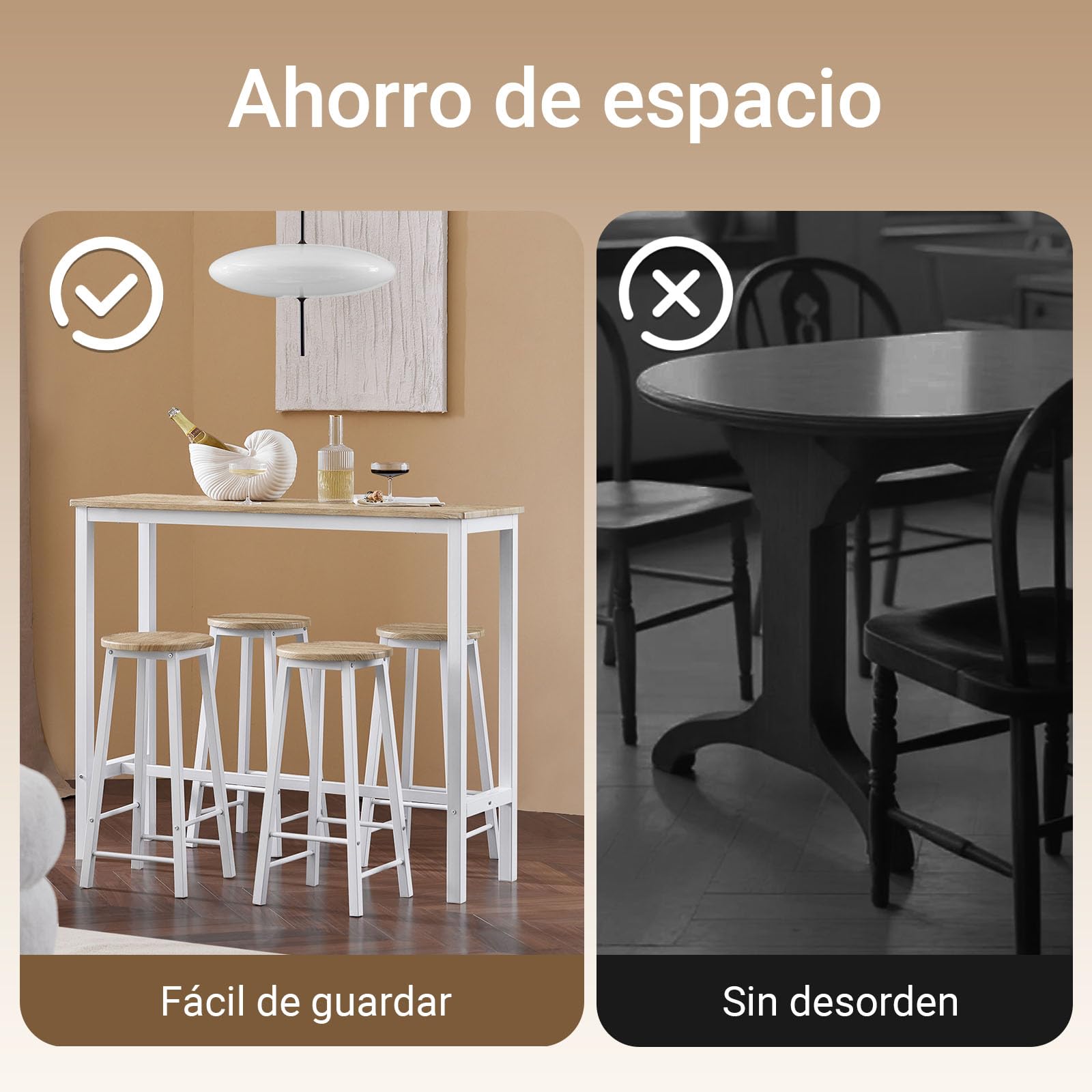 SoBuy Mesa Comedor, Juego de Mesa Alta con 4 Taburetes, Mesa y Sillas de Comedor para Espacios Reducidos, Conjunto de Bar Moderno Blanco OGT22-WN