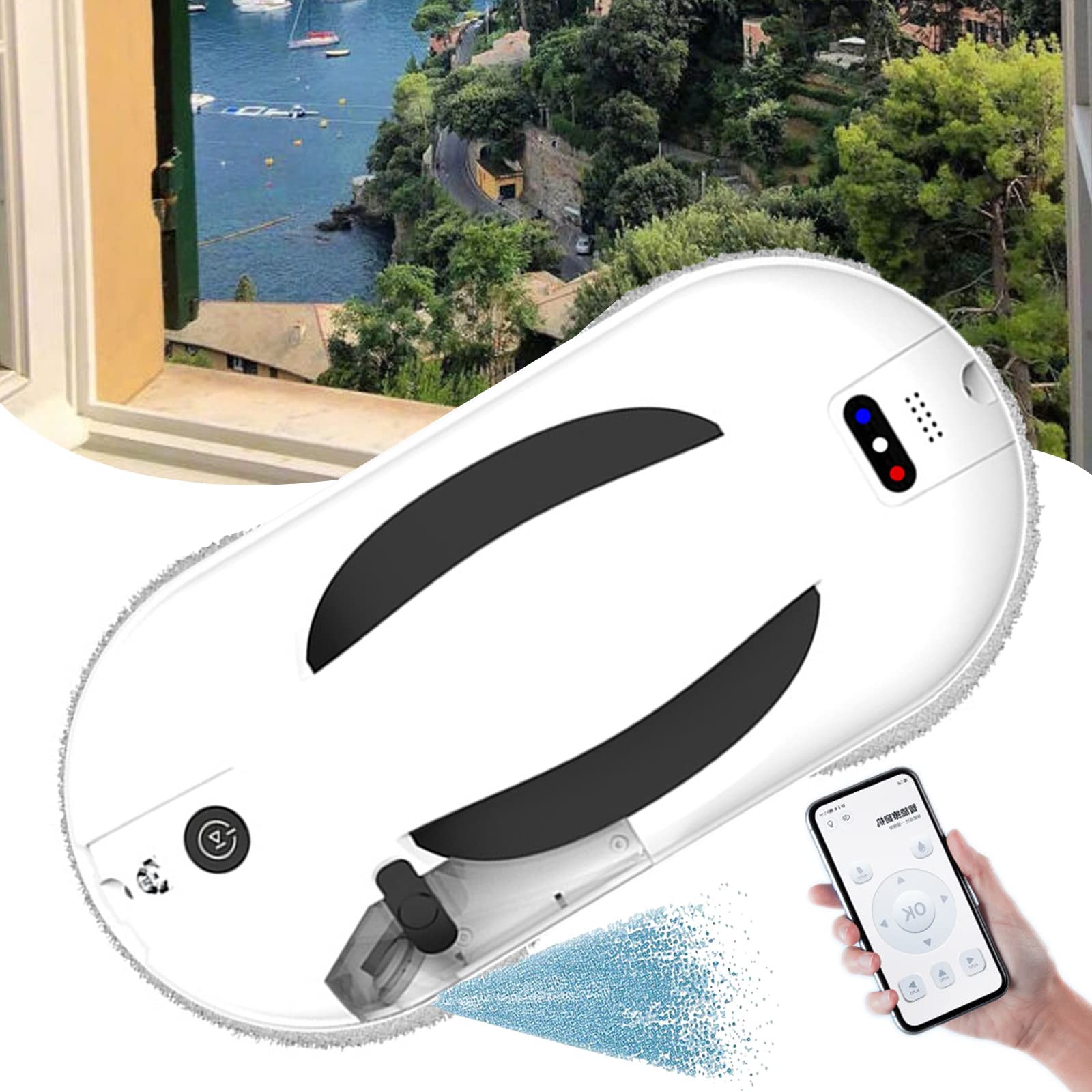 Robot nettoyeur de vitres, avec pulvérisation d'eau automatique, robot de nettoyage de vitres intelligent pour intérieur et extérieur, kit de nettoyage intelligent de vitres de carreaux de verre