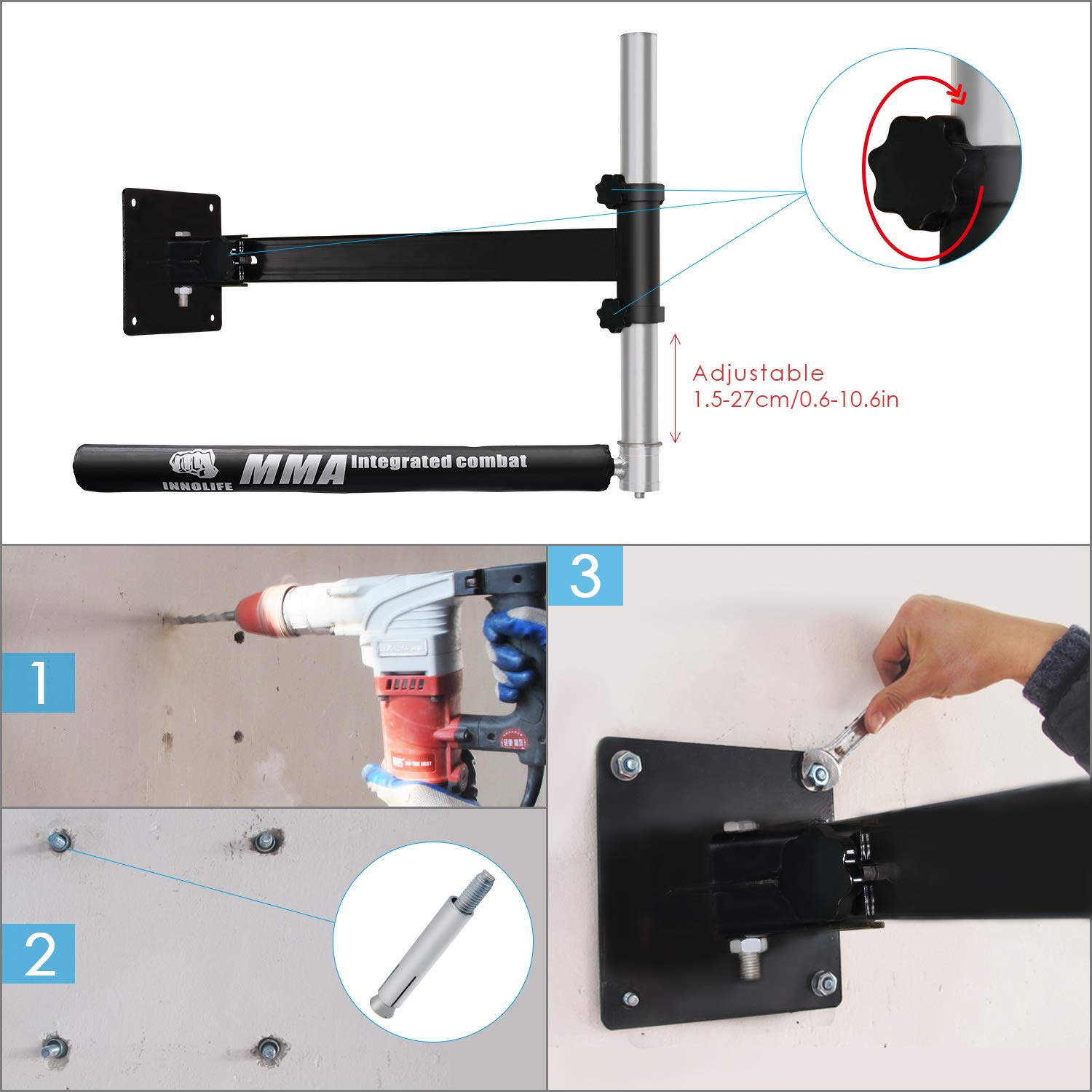Innolife Supporto da parete MMA Boxing Speed Trainer Punching Spinning Bar