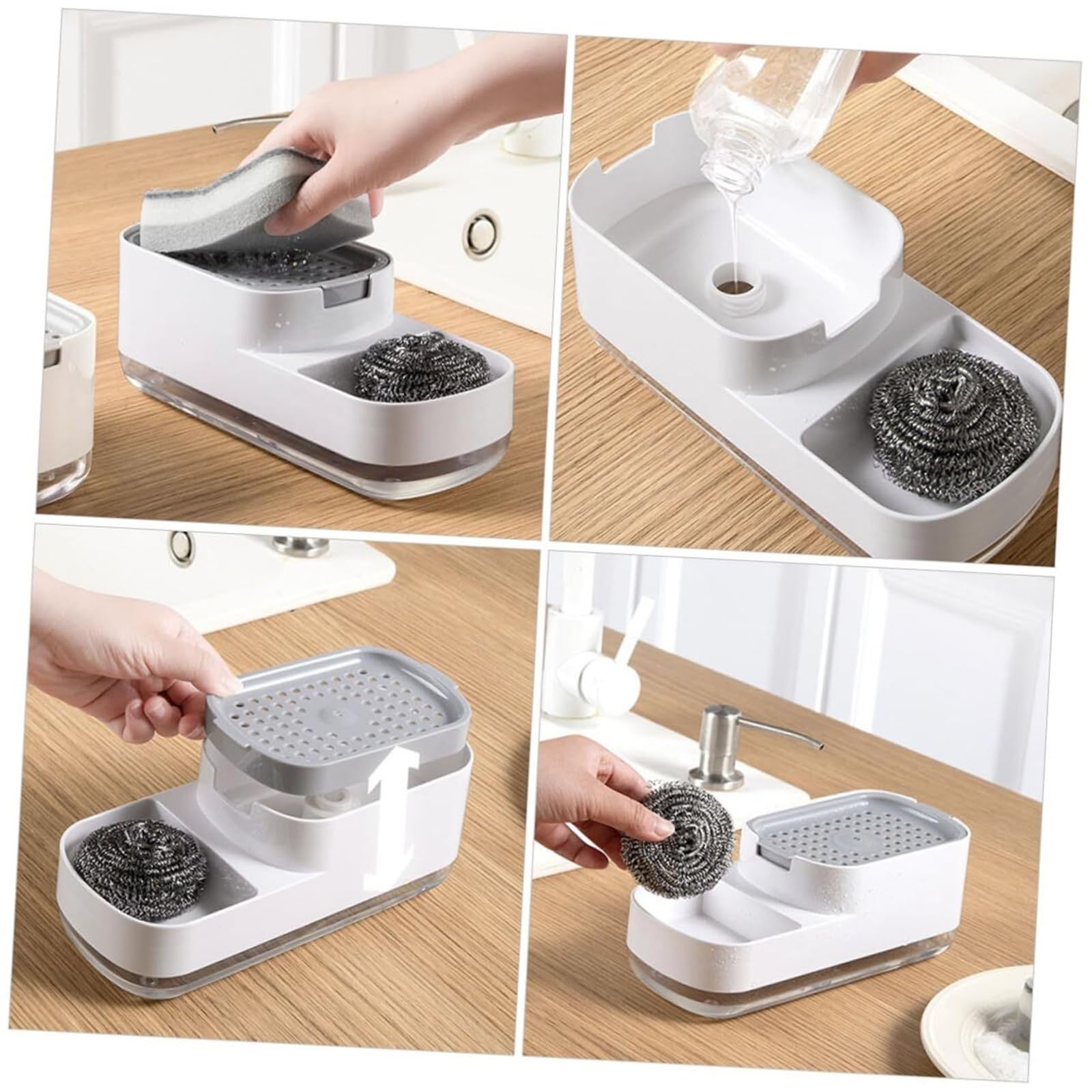Portasapone da bagno Contenitore for sapone a pressione for un facile lavaggio dei piatti for uso domestico, ufficio, ristorante e hotel Arredamento estetico per il bagno(3)