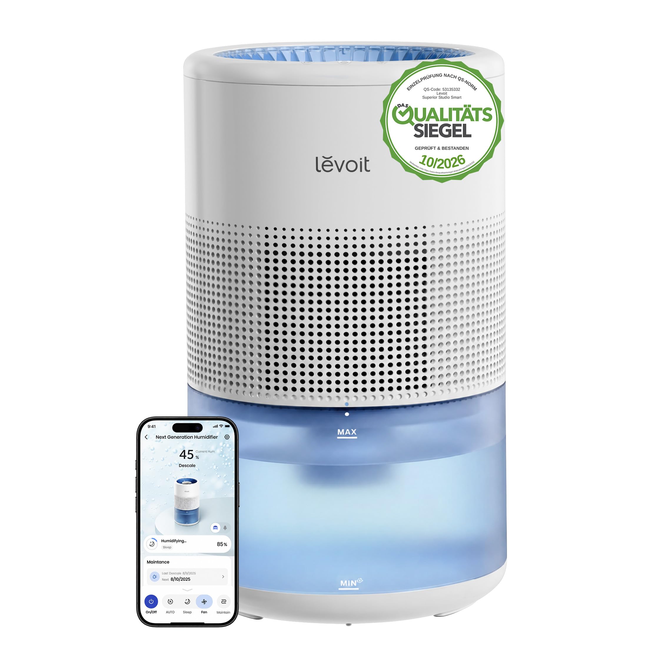 Levoit Smart Luftbefeuchter mit Langzeitfilter, ab 19 dB, kein weißer Staub