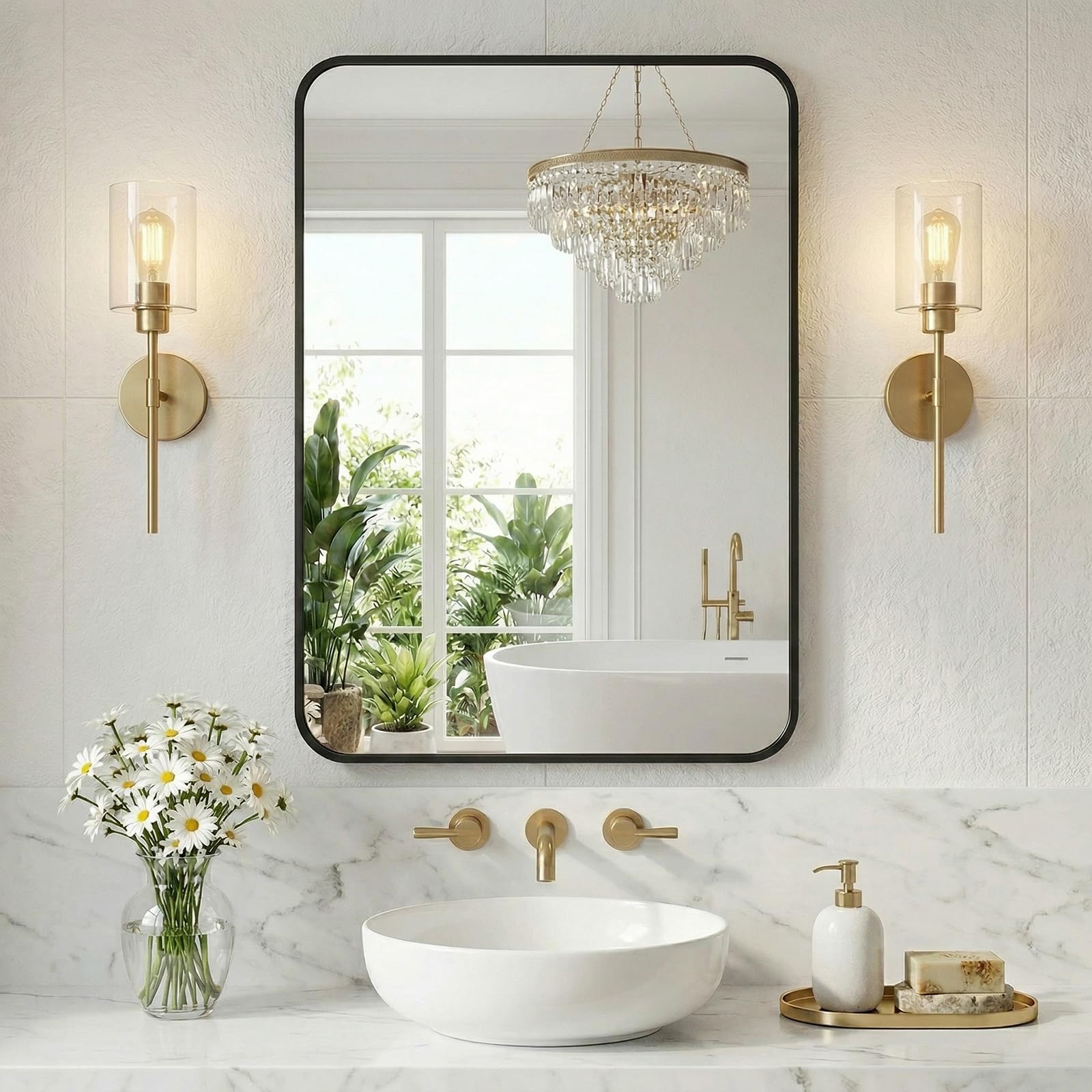 NEWBULIG Bathroom Mirror 26X38 Inch, Vanity Home Mirror for Wall