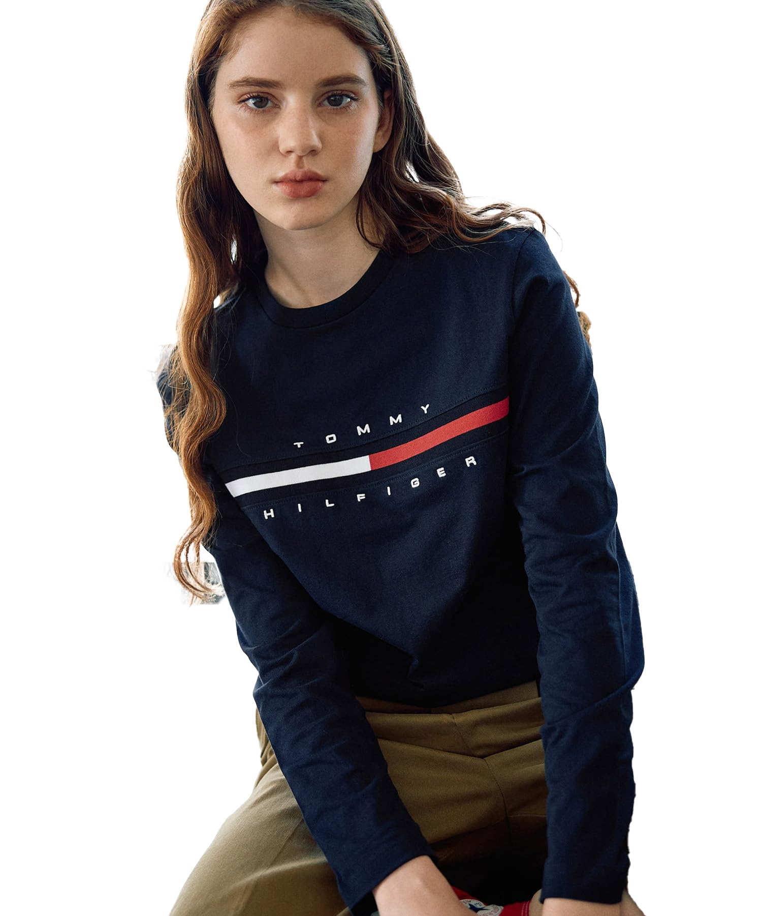(トミーヒルフィガー) TOMMY HILFIGER 【オンライン限定】トミーヒルフィガーロゴロングスリーブTシャツ/TINO TEE C8378A9736