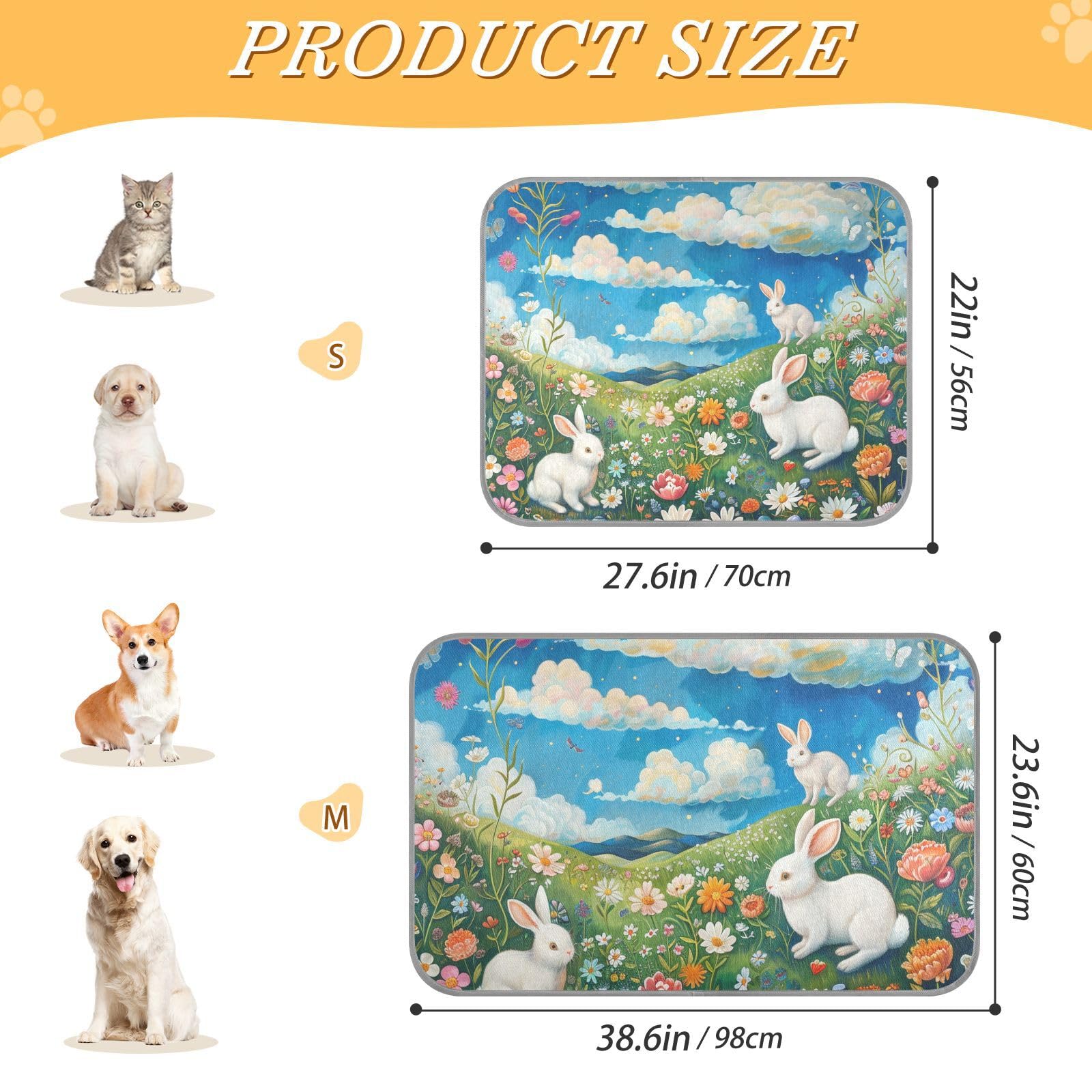 siphylline Easter Cute Grass Bunny Summer Cooling Products Self Cooling Bed for Outdoor Cats for Hamster Outdoors Waterproof Mantas frías para Perros S