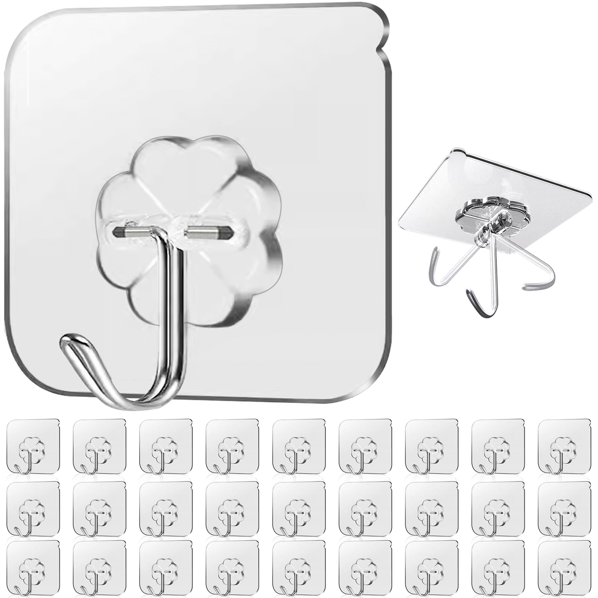 28 Pack Sticky Hooks for Hanging Heavy Duty Wall Hooks Adhesive clear self Adhesive Hooks for Wall Kitchen