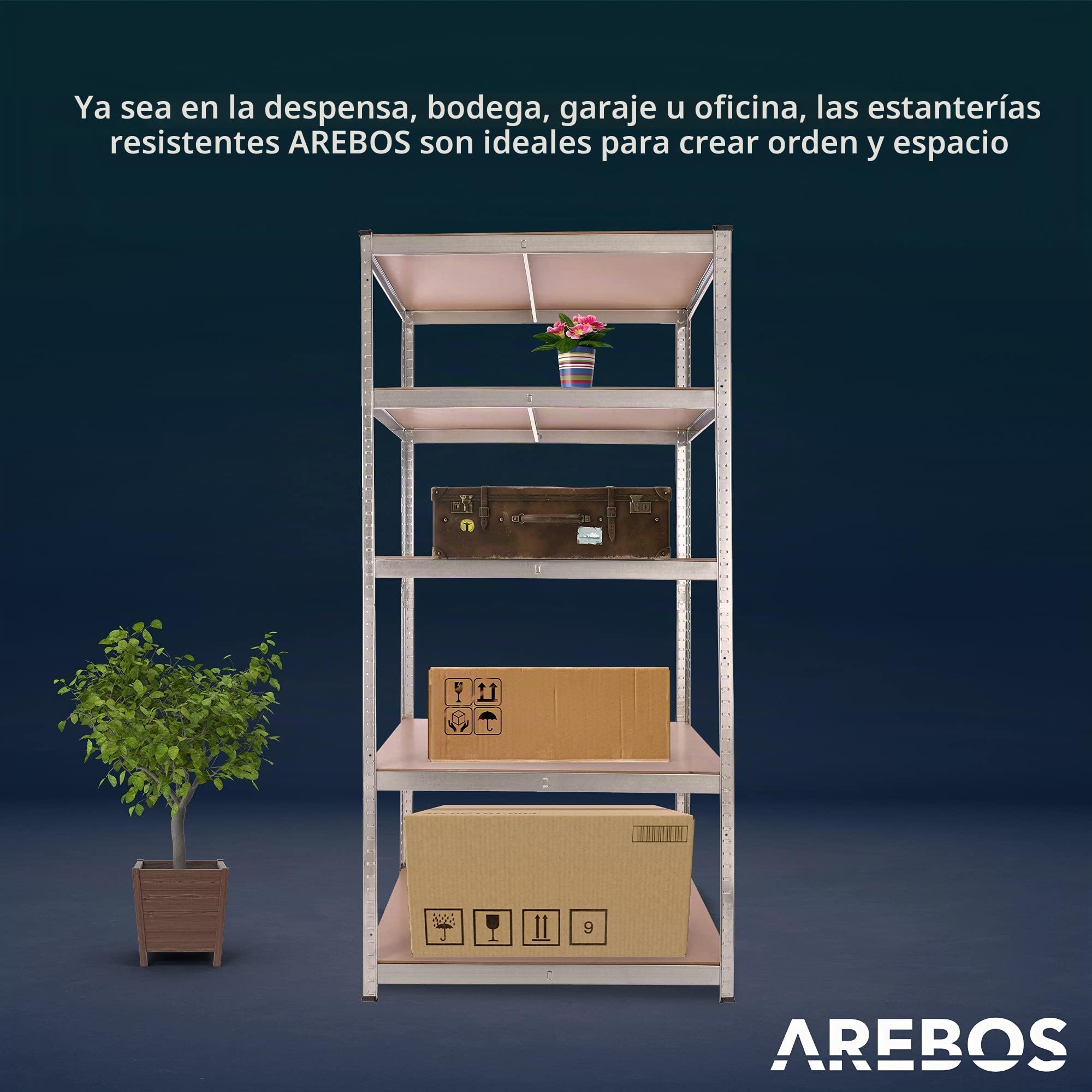 Arebos Estanteria Metalica | Estanterias Almacenaje 200x90x60cm | 875 kg | Estanterías Metálicas | Estanterias Metalicas Almacenaje | 5 Baldas
