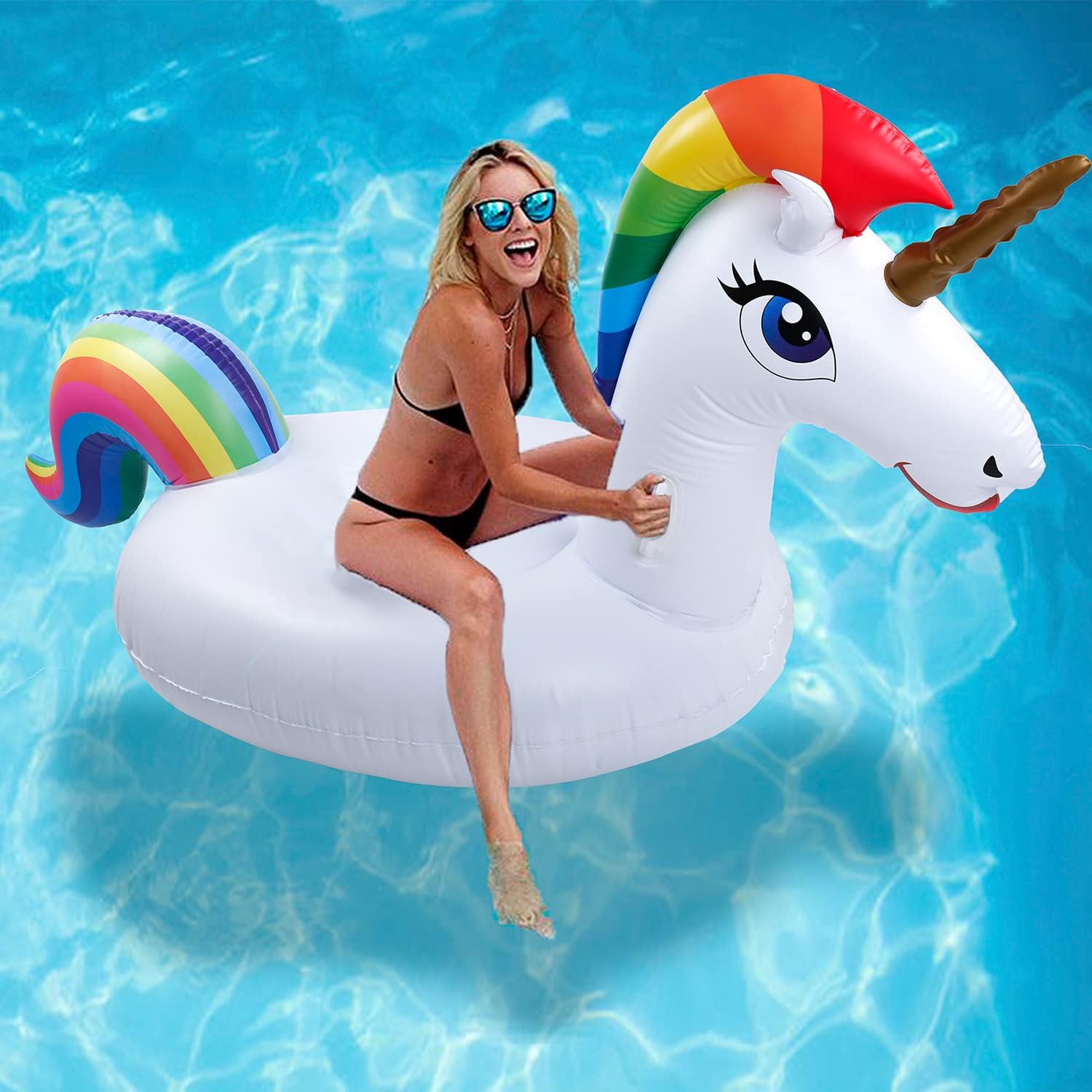 KUNPENG Unicorn Pool Float - Inflatable Unicorn Pool Floats Beach Floats Swimming Seat Boat, Swimming Ring Summer Pool Party Toys for Kids & Adults (Unicorn)