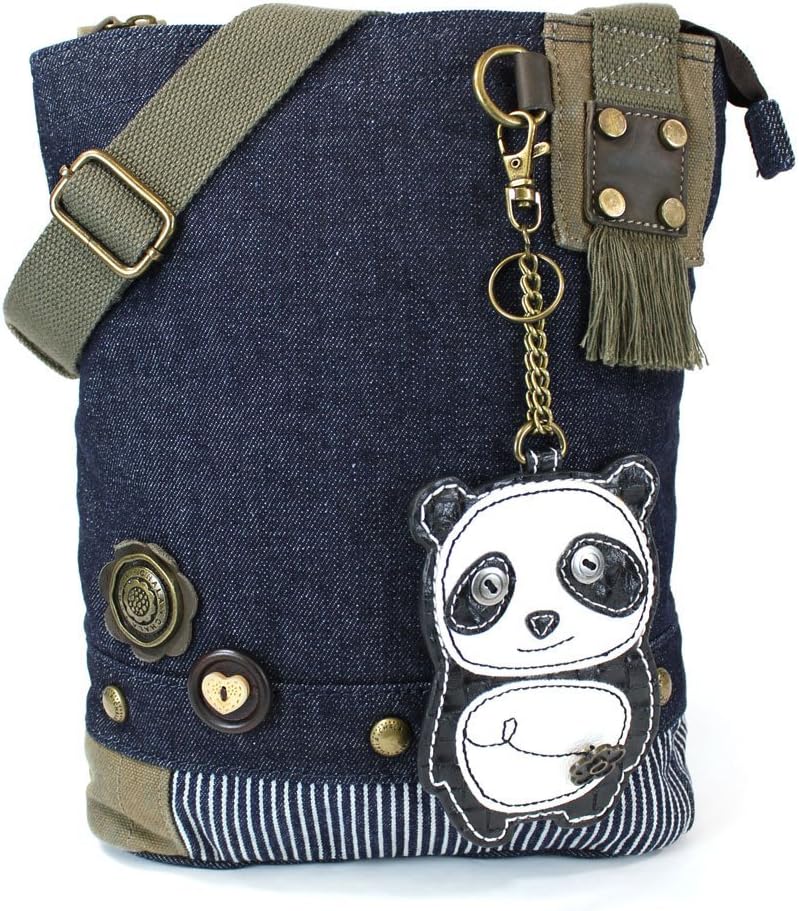 Chala Handbag Patch Cross-body Messenger Bag (Denim Blue) (Denim_ Panda)