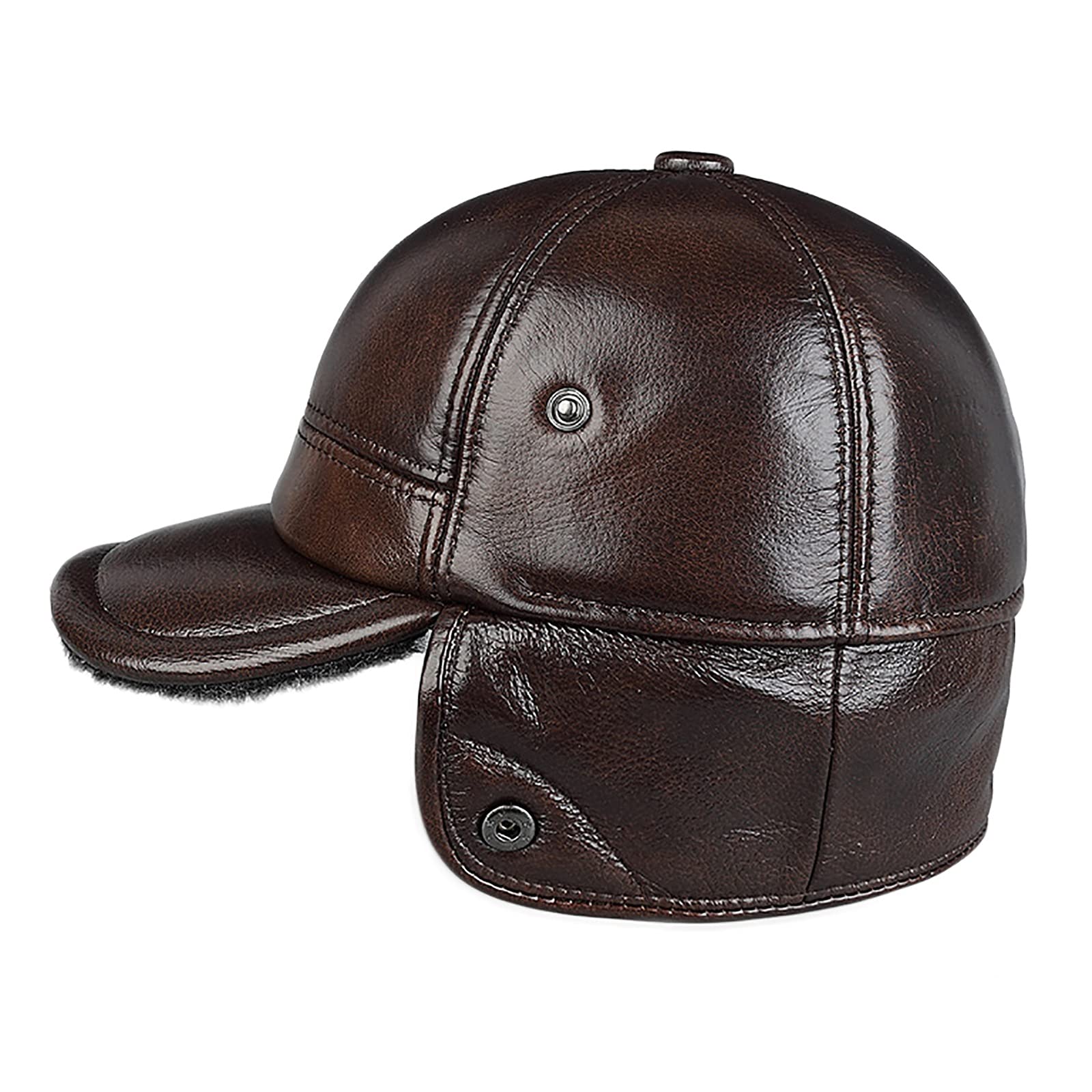 G&F Uomo Cappello Bomber Cappello Russo Ushanka Pelle Trapper Berrettospessi Cappelli Aviatore con Grondaia Grande Inverno (Color : Dark Brown, Size : 59-60)