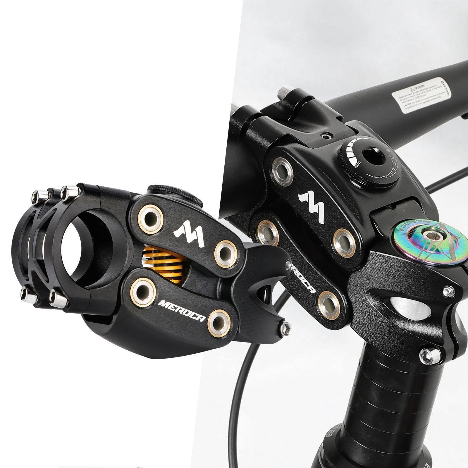 Rialzo regolabile per attacco manubrio bici da 8 mm con assorbimento degli urti, garantisce un'esperienza di guida in montagna confortevole. Rialzo regolabile per bici da 31,8 mm.