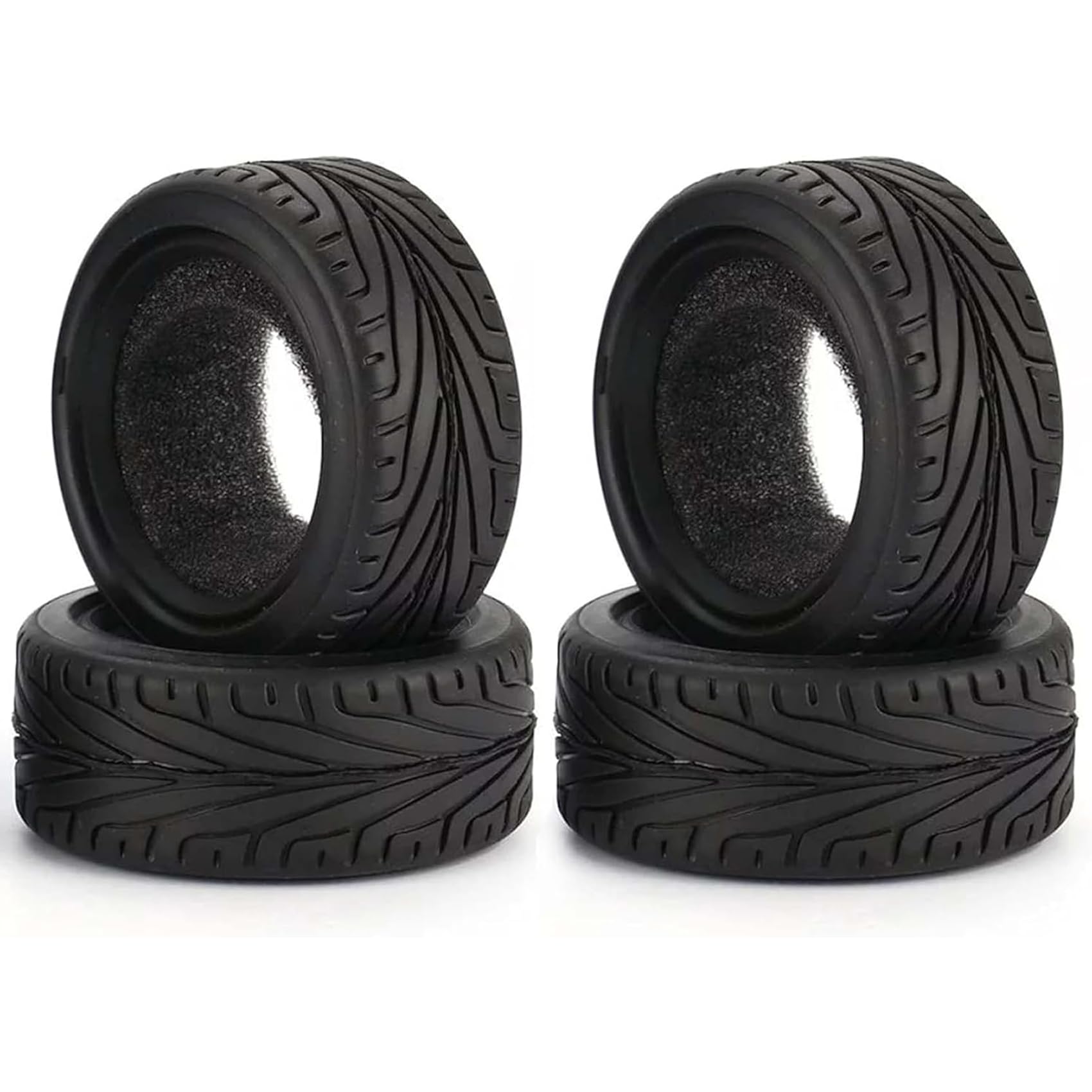 KINGCOO 1/10 RC Car Tyres, 4 Pieces 65 mm Rubber Tyres for 1:10 RC On Road Run-Flating Touring Racing Car