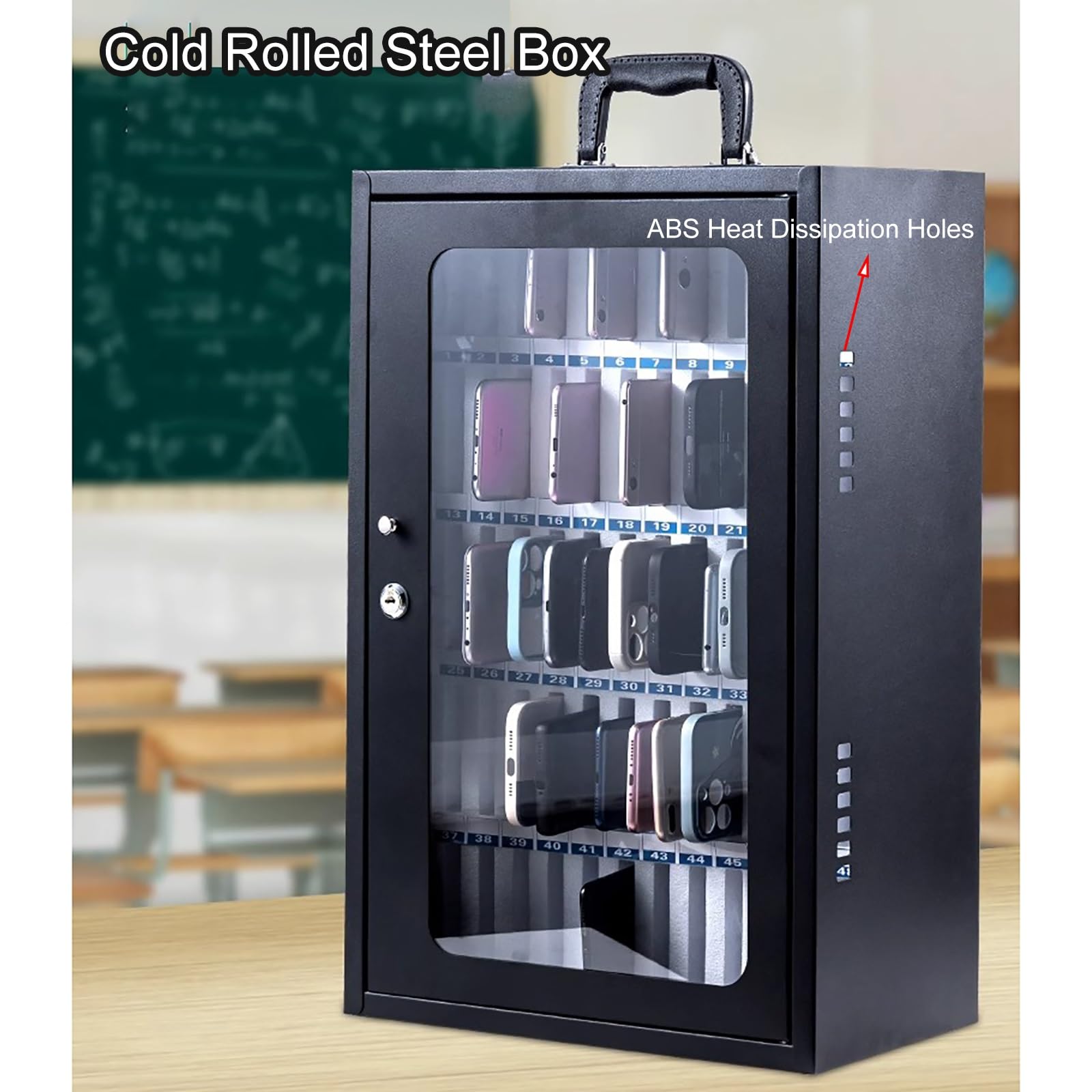 Handy-Schließfach for Klassenzimmer, Handy Safe, Tragbares, an der Wand Montierbares Abschließbare Box for Schulen, Unternehmen und Betriebe(24 Slots)