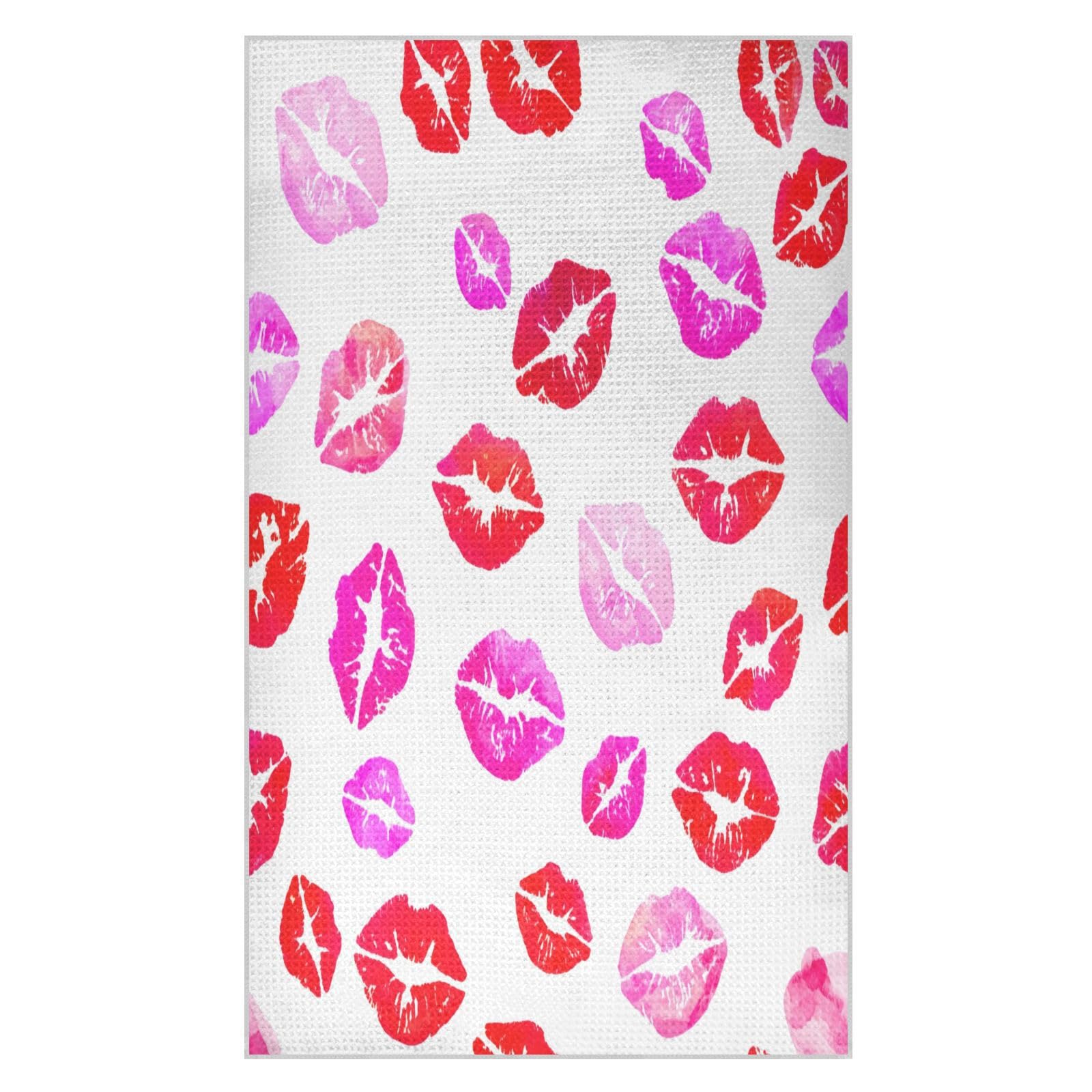 BURSTDDY Cartoon Lips Kitchen Towels,Absorbent Dish Towels 2 Pack