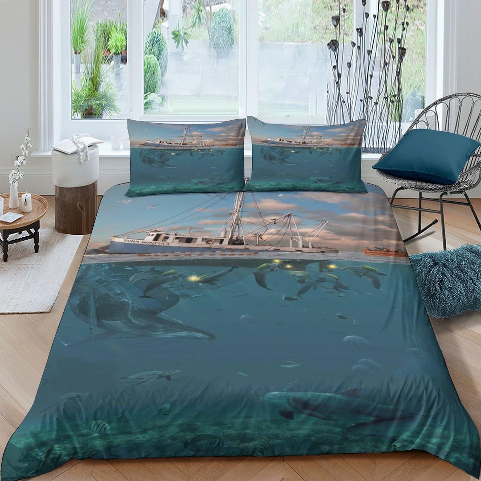 Ctjqhvkz Style-3 3D Printed Tropical Island Fitted Sheet Microfiber Soft Waterproof Ocean Sunset Bed Sheet For Bedroom Guest Room Decor Single（135X200cm）
