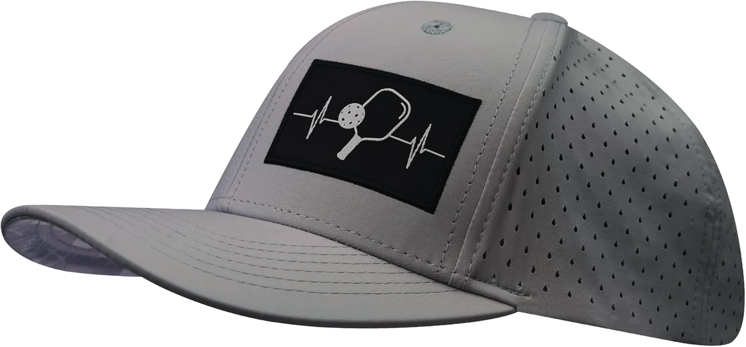 Pickleball Hat - Baseball Hat Fit - Light Gray - Laser Mesh - Image 4