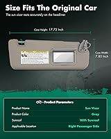 Vista 2 de SCITOO Conjunto de visera solar automática gris del lado derecho del pasajero compatible con Hyundai Sonata 2006-2008 con techo solar