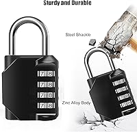 Vista 3 de Candados de combinación impermeables de 4 dígitos con código de combinación, cerradura de combinación de aleación de zinc para puerta, cajas