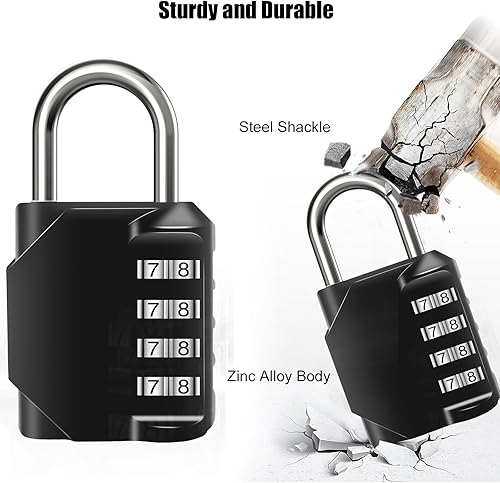 Miniatura 3 de Candados de combinación impermeables de 4 dígitos con código de combinación, cerradura de combinación de aleación de zinc para puerta, cajas de