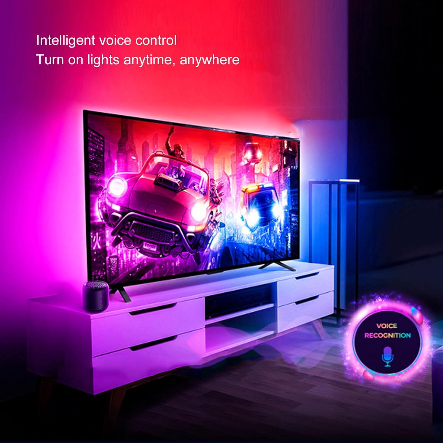 Striscia di retroilluminazione a LED per TV, Striscia di Illuminazione Ambientale immersiva, Kit di retroilluminazione 2.0 con SYNC Box, Controllo vocale Intelligente