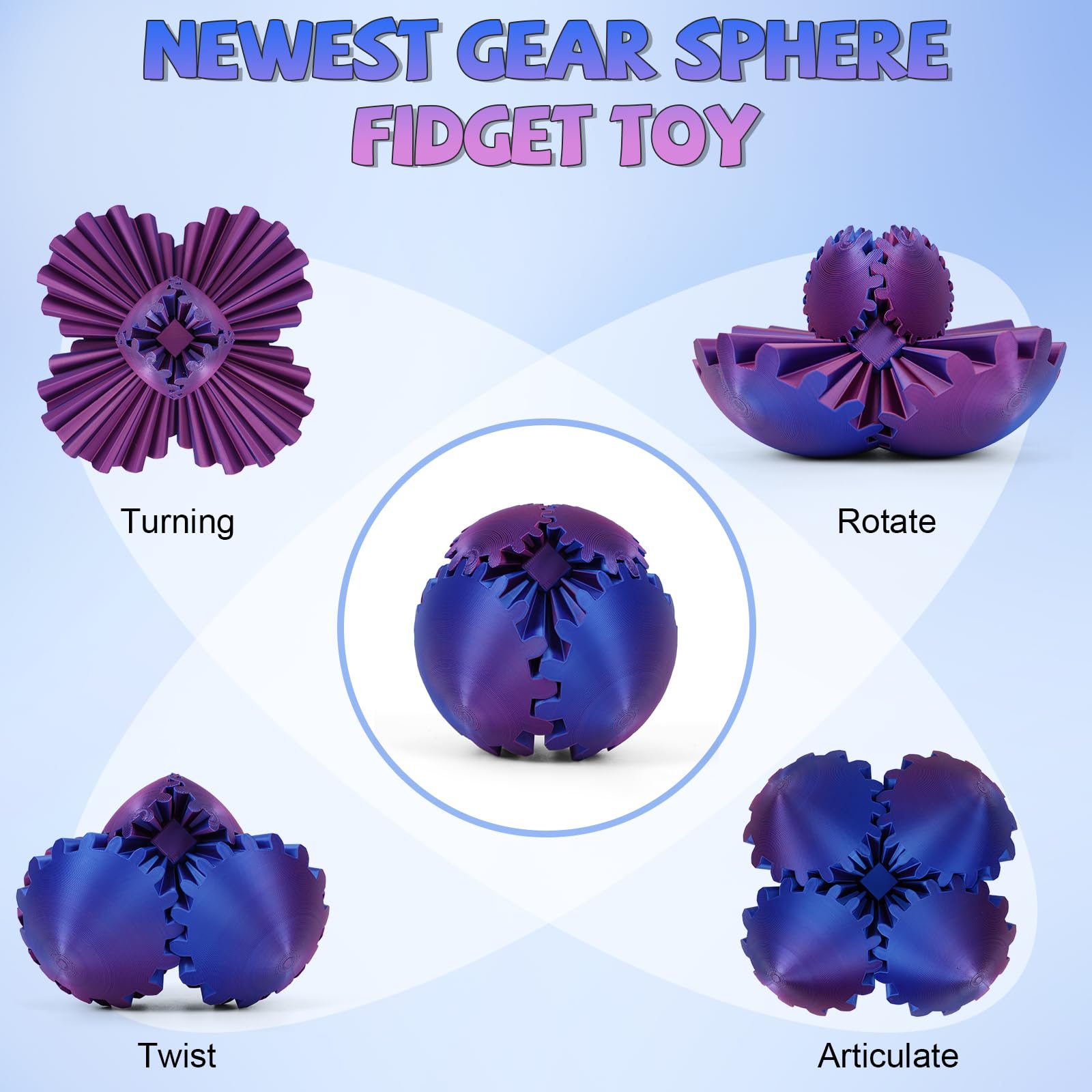 Snapklik.com : Gear Ball 3D Printed Gear Ball Spin Ball OR Cube Fidget ...