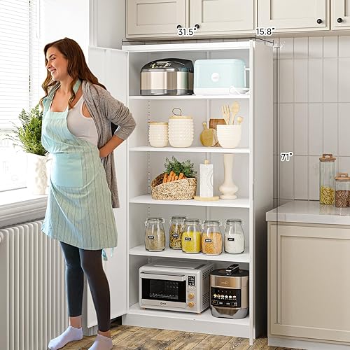 Miniatura 66 de Armario de almacenamiento de metal con ruedas, armario de almacenamiento con cerradura de 73 pulgadas con 2 estantes ajustables y 1 cajón para Negro