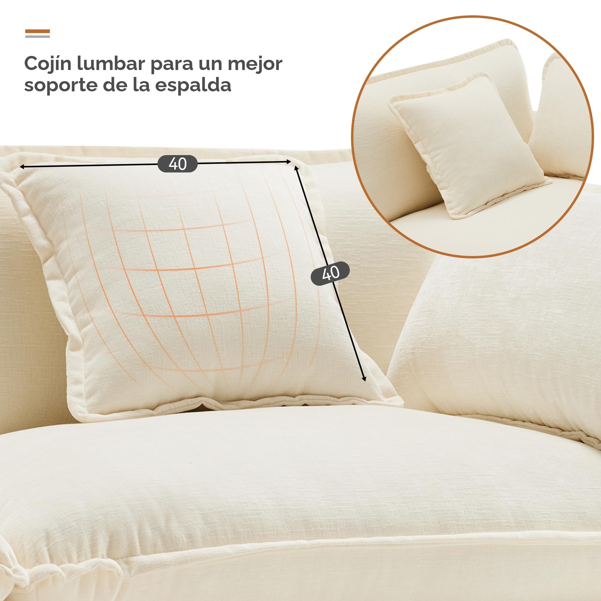 Kebnor Diseño moderno, muebles tapizados, tela de chenilla, sofá de tres plazas, sofá tapizado, sofá esquinero con reposapiés, sofá esquinero en forma de L, adecuado para salón y dormitorio (beige)