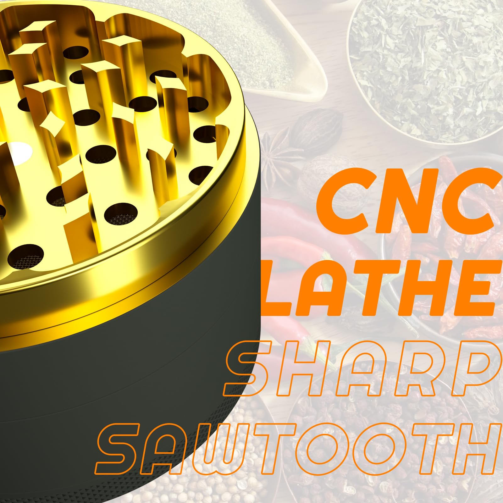 Grinder e Tritatore Set 4 Pezzi, Grinder Grande 75mm per Erbe, Lega di Alluminio con Raschietto per Polline per Spezie, Erbe, Condimenti (Nero/Oro)