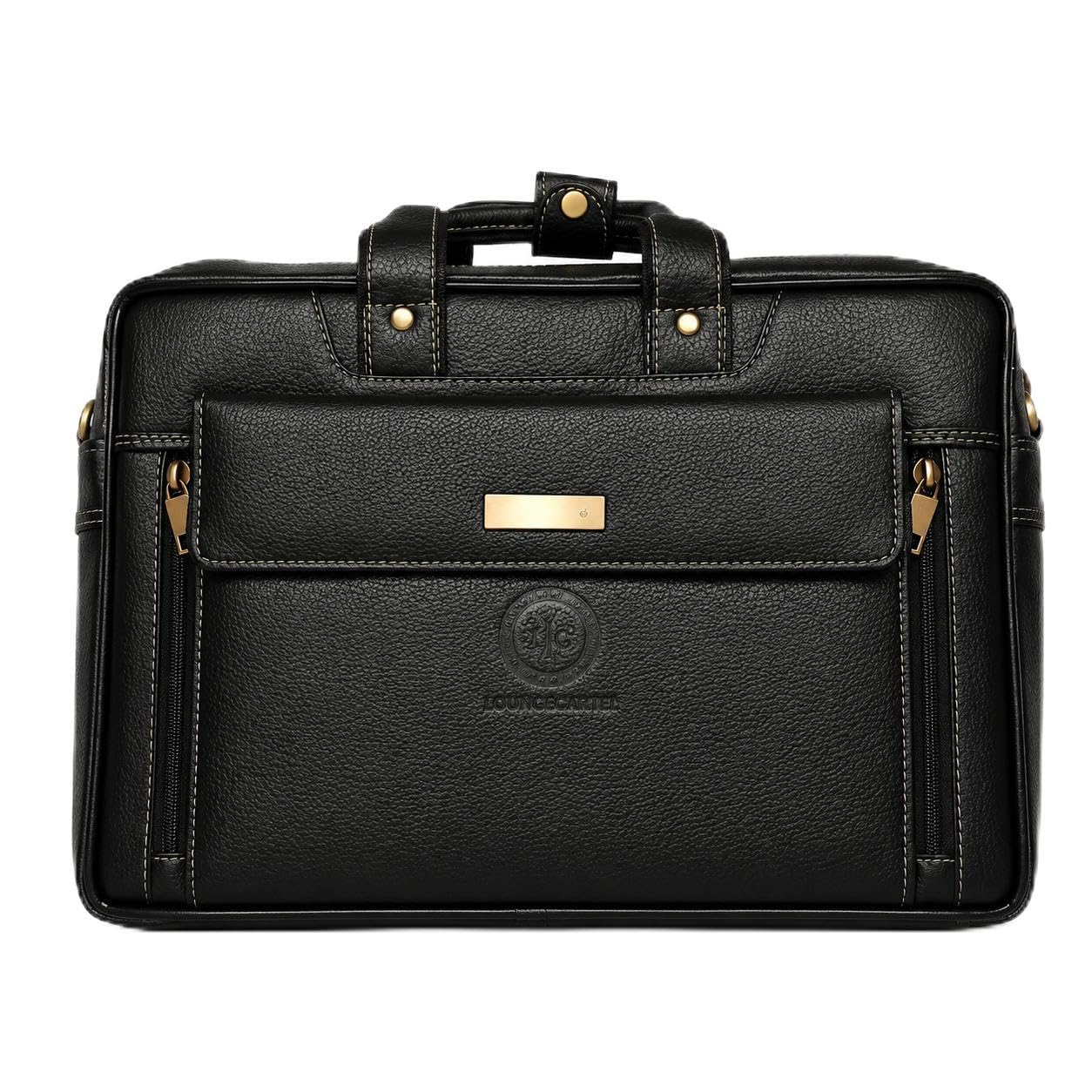 Genuine Leather Office Bag for Men, 15.6" Leather Laptop Bag for Men for Office, Travel, Daily Use, Adjustable Strap & Multi Compartments - BLACK-picture-50