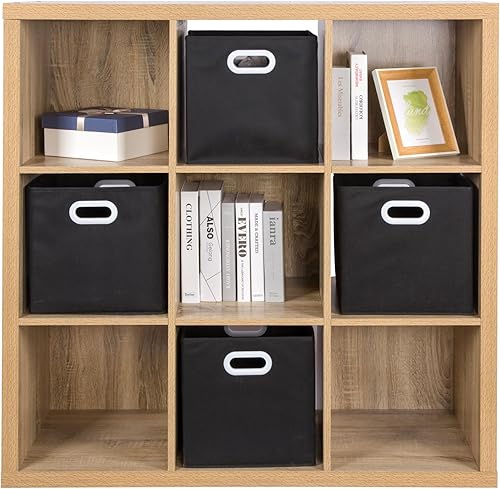 Miniatura 8 de PACHIRA US - Estante organizador de 9 cubos de almacenamiento, estantería abierta, estante de madera con placa posterior, acabado blanco