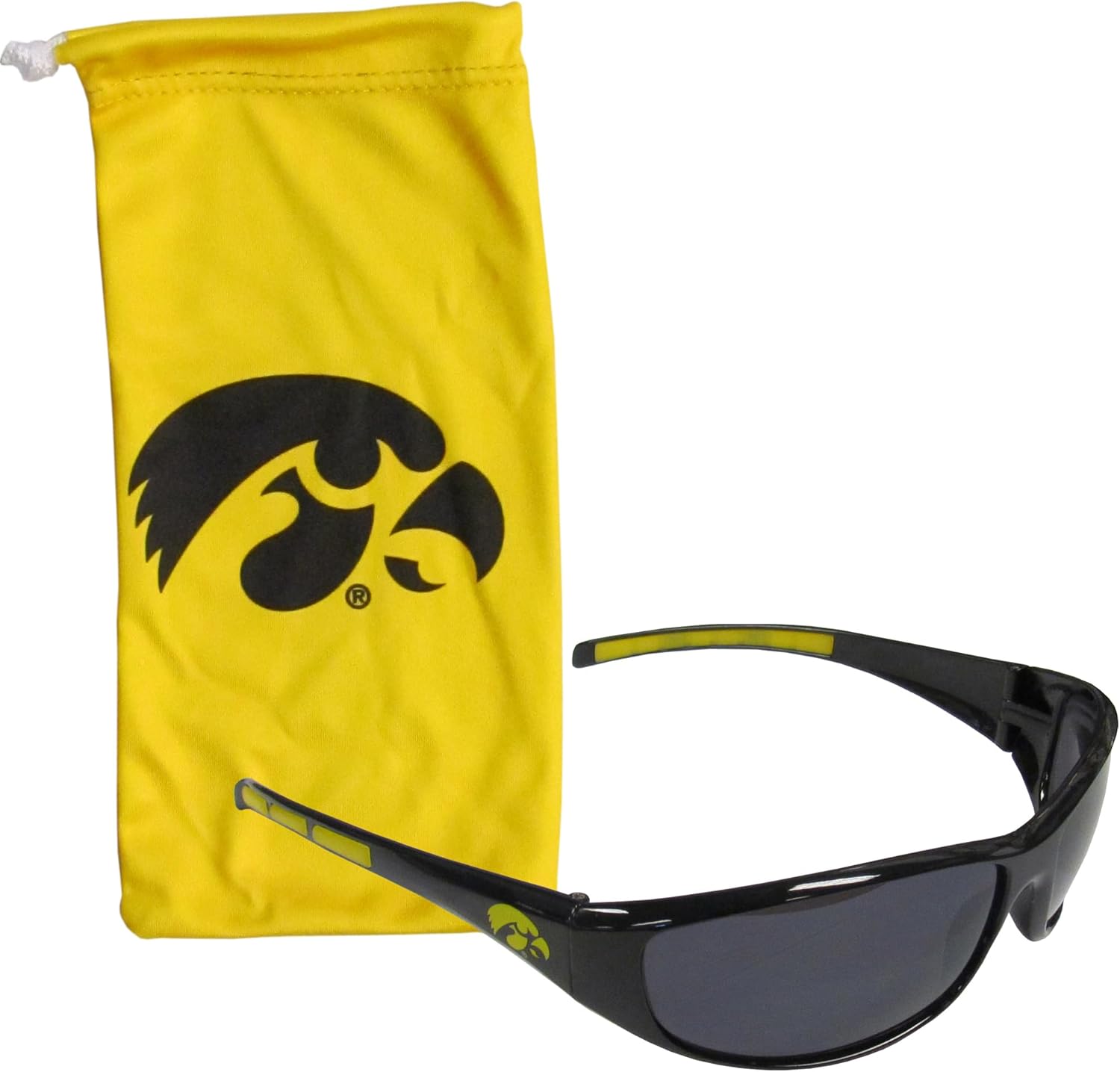 Siskiyou Sports NCAA Iowa Hawkeyes Adult Sunglass and Bag Set, Yellow, One Size, (2CSG52EB)