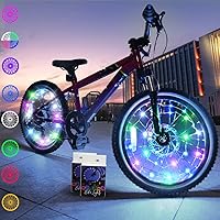 Vista 14 de TINANA Paquete de 2 luces LED para rueda de bicicleta, luces ultrabrillantes impermeables para radios de bicicleta, decoración de ciclismo