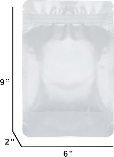Miniatura 5 de Bolsas de pie, 6 x 9 pulgadas, resistentes, paquete de 100, parte delantera transparente con parte trasera de papel de aluminio, cierre hermético