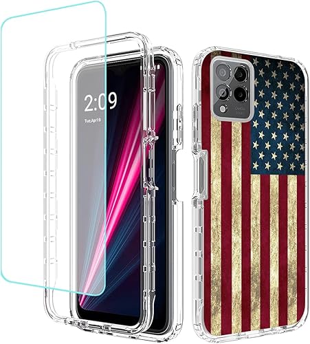 REVVL 6 Pro 5GT Phone Pro 5G TMAF035G, funda protectora de cuerpo completo con patrón de bandera floral transparente con protector de pantalla de