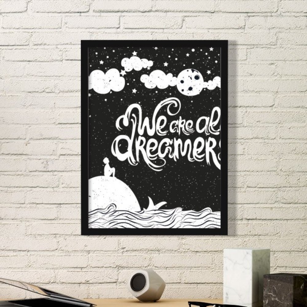 Cadre photo rectangle en bois noir avec peinture d'art Dreamers