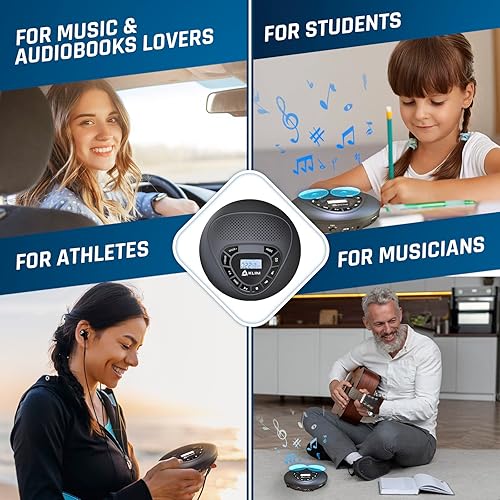 Miniatura 7 de KLIM Altavoz + reproductor de CD Bluetooth con altavoces + nuevo 2023 + Discman + batería recargable + reproductor de CD portátil con auriculares +