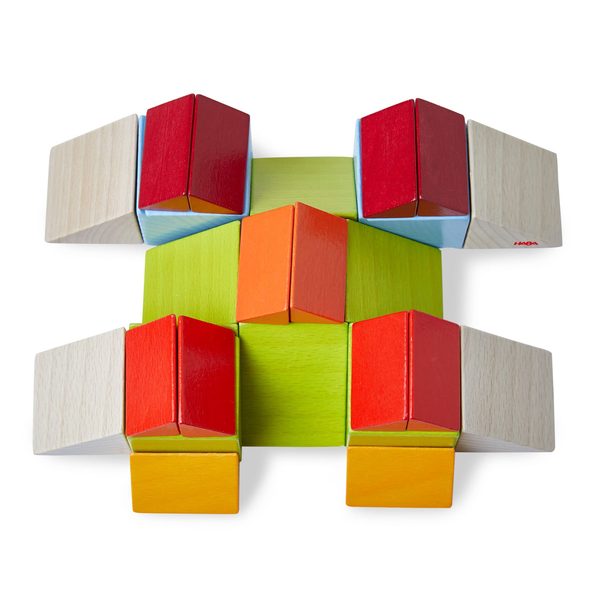 HABA 305459 3D Arranging Game Mosaic Blocks, with 48 blocks and 10 double sided template cards, for ages 3 and up (Made in Germany)