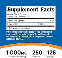 Vista 2 de Nutricost L-Lisina 1000 mg, 250 cápsulas – 500 mg por cápsula, sin gluten, sin OMG