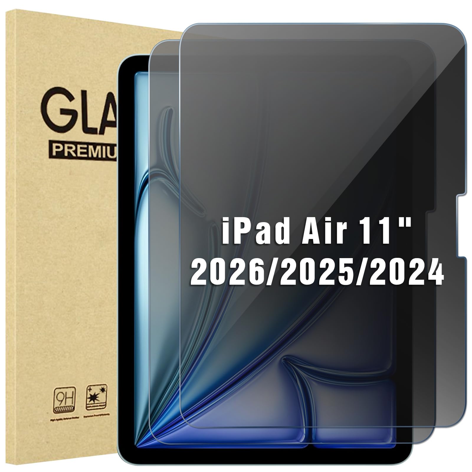 ProCase Sichtschutz Schutzfolie für iPad Air 11 Zoll M4 2026/M3 2025/M2 2024, Folie Displayschutz Blickschutz Privacy Schutzglas Anti-Spy Screen Protector Privat Blickschutzfolie- 2 Stück