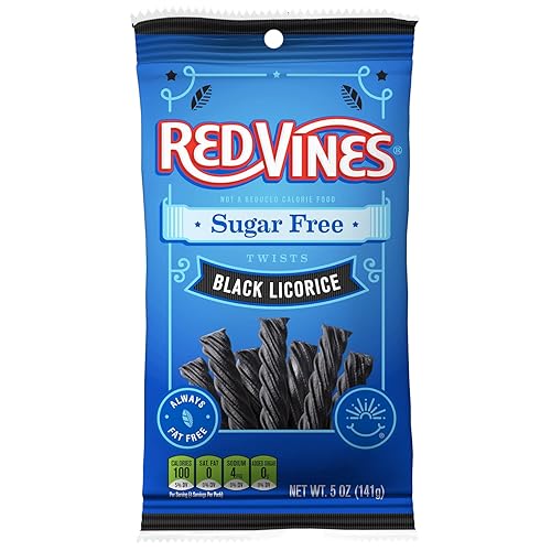 Sugar Free Red Vines Black Regaliz Twists - Bolsa de 5 onzas