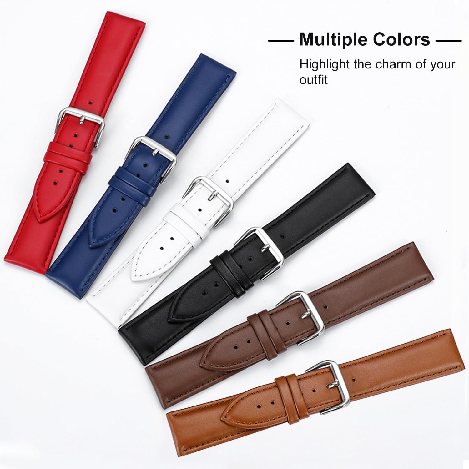 Leather Watch Bands Compatible with Mindrose H80 1.47 inch Smart Watch, Soft Genuine Leather Replacement Wristband for Mindrose H80 Fitness Trackers IP68 for Women Men image 2