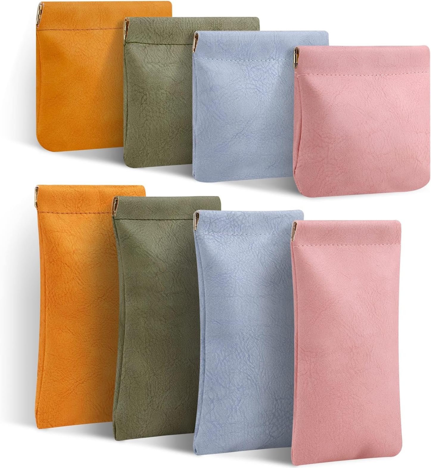 8-Pack Small Waterproof Makeup & Glasses Case Set, Portable Pocket Pouch with Squeeze Top, No Zipper, Mini Coin & Jewelry Pouches for Women