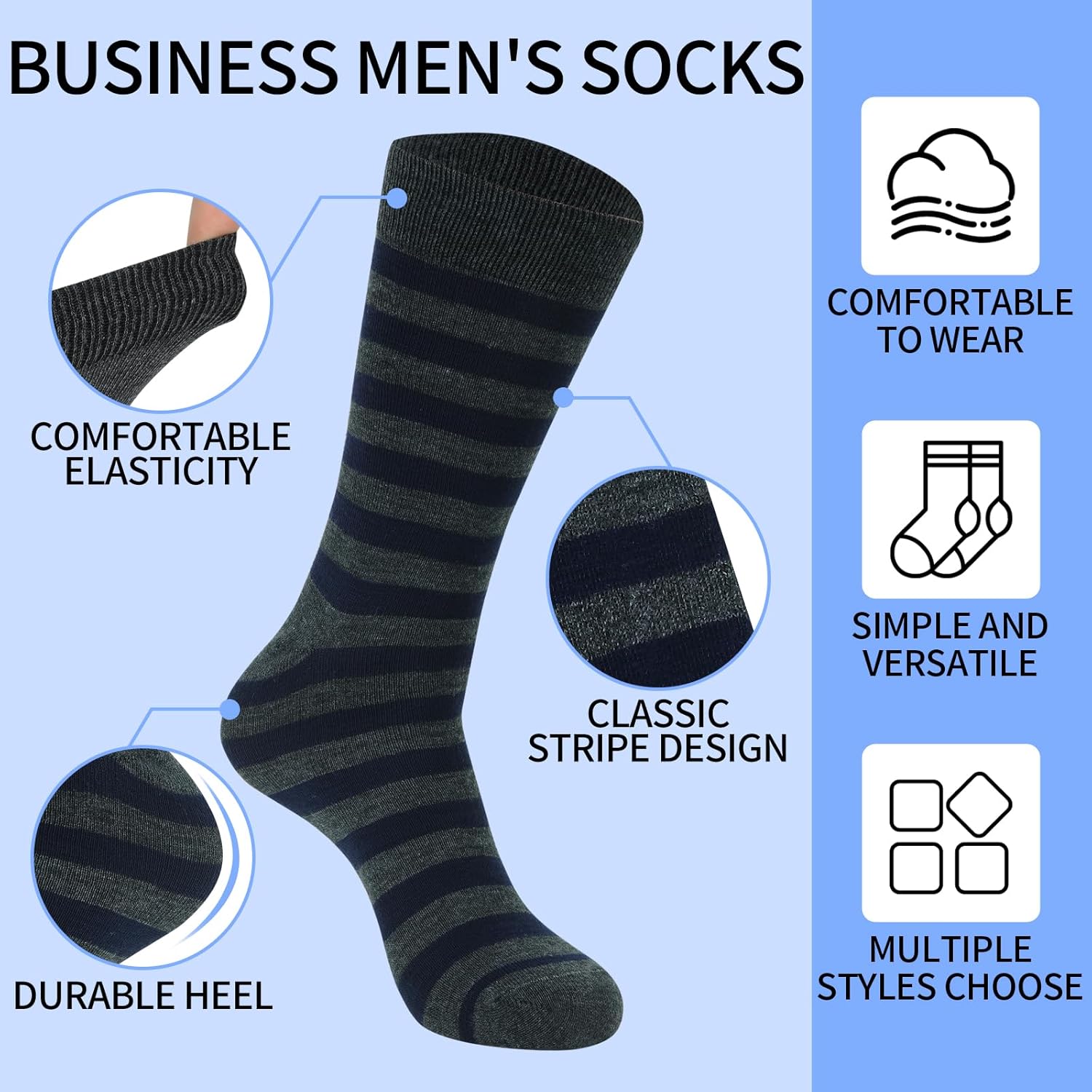 36 Pairs Mens Dress Socks Classic Lightweight Business Crew Socks for Men Size 10-13 - Image 4