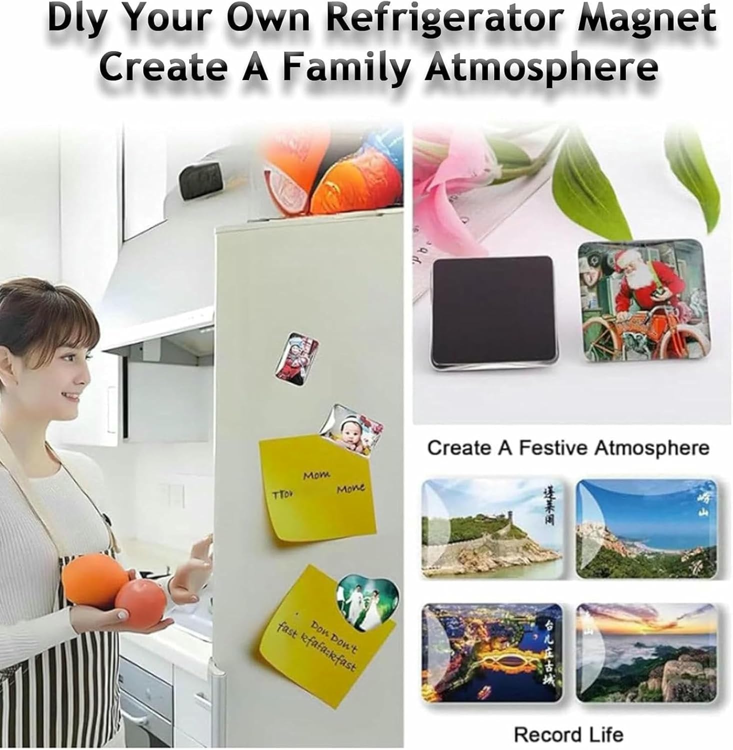 Fridge Magnet Machine Badge Maker Machine,Fridge Magnets, with Paper Cutter and 100 Set Square Button Making Supplies DIY Square Photo Picture Badge Button, Team Badge