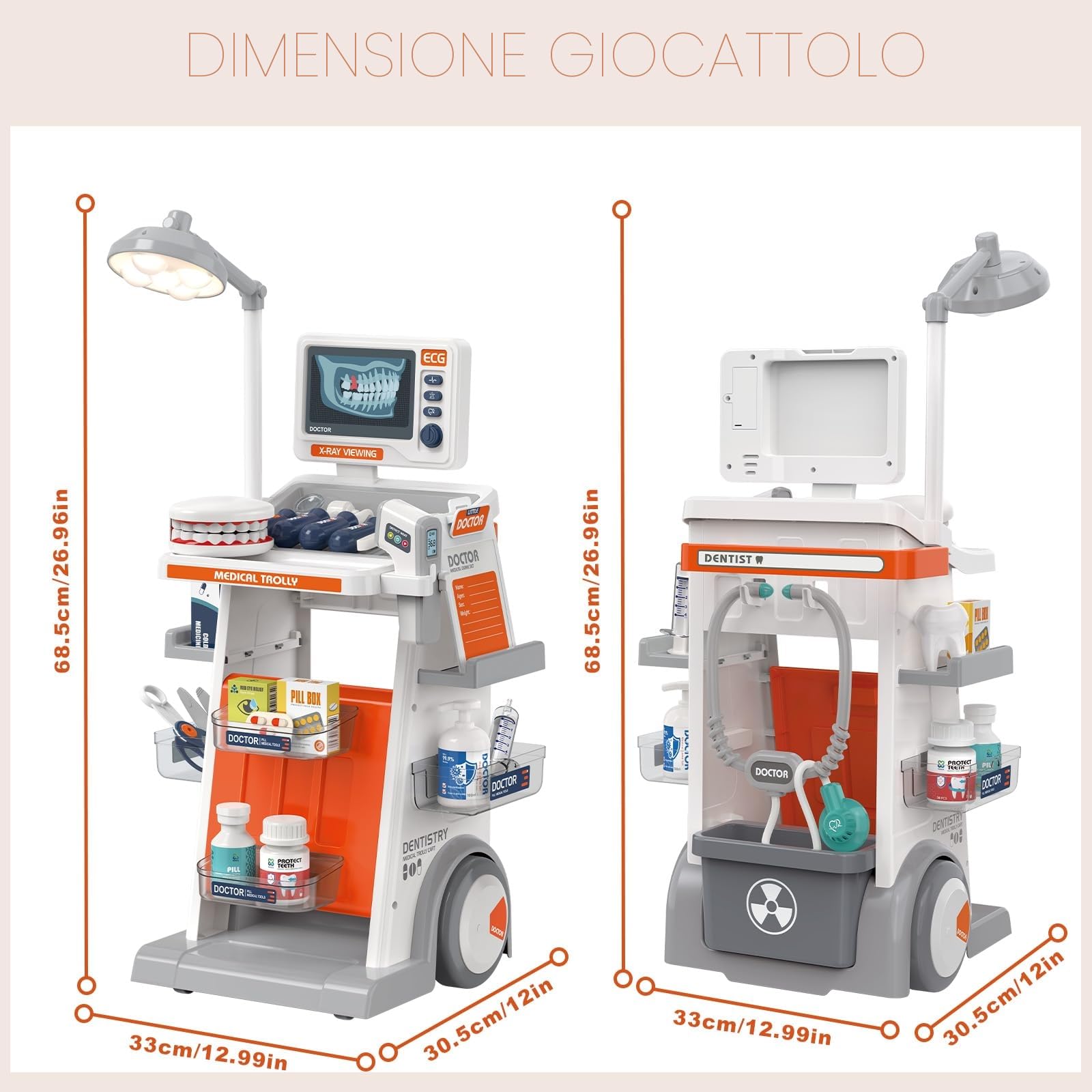 RedCrab Kit Dottore Bambini, 30 Giocattolo Medico Accessori con Stetoscopio, Termometro e Siringa, Giochi di Ruolo Regalo Giocattolo Educativo per Bambini 3+ Anni