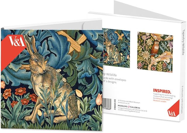 V&A Square Notecard Wallets - 8 Notecards - Tapestry Wildlife Design