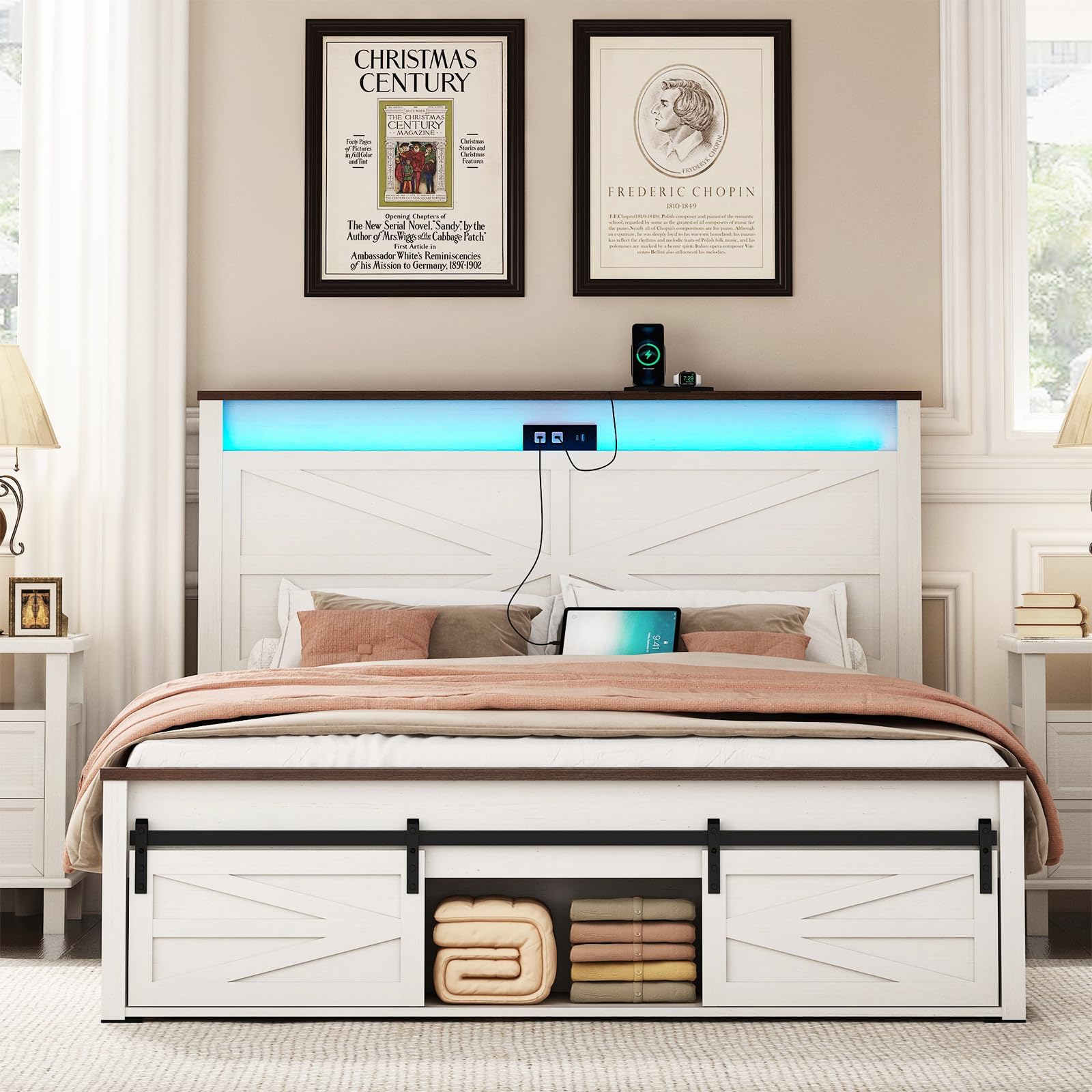 Image showcasing Amazon.com: Harper & Bright Designs Full Storage Bed with Bookcase ...