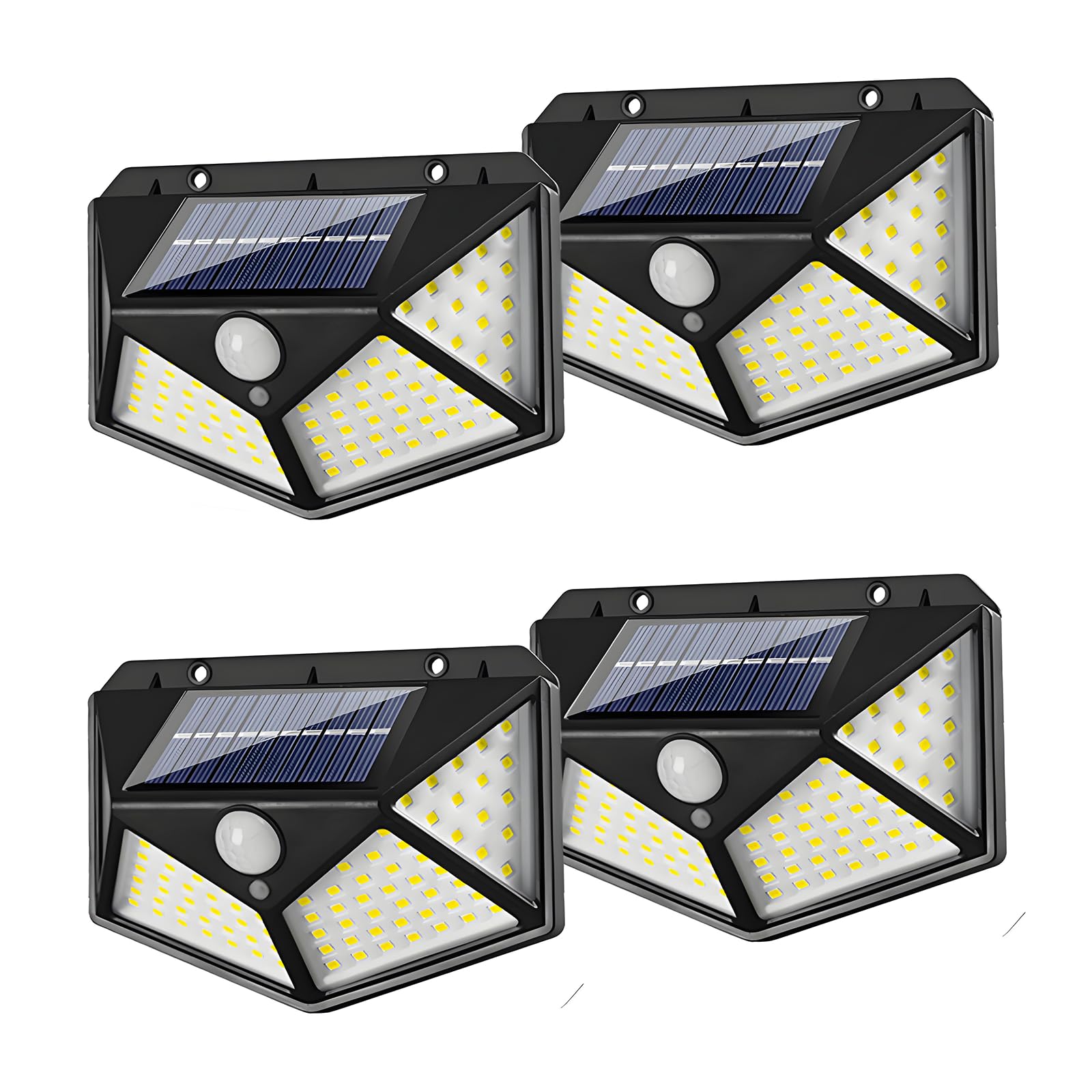 Hqynss Solarlampen für Außen mit Bewegungsmelder, 3 Modi Solarleuchten für Außen 100 LED 700LM 270° Solar Wandleuchte, IP65 Wasserdicht - Solar Außenleuchte für Garten, Zaun, Garage, Hof (4 Stück)