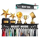 iBobbish Non-Slip Medal Hanger Display Trophy Shelf,Beast Mode Medal Hanger Display for Wall with 16inchL,Race Medal Display Upgraded Medal Holder Display for Wrest,Race,Soccer,Swim