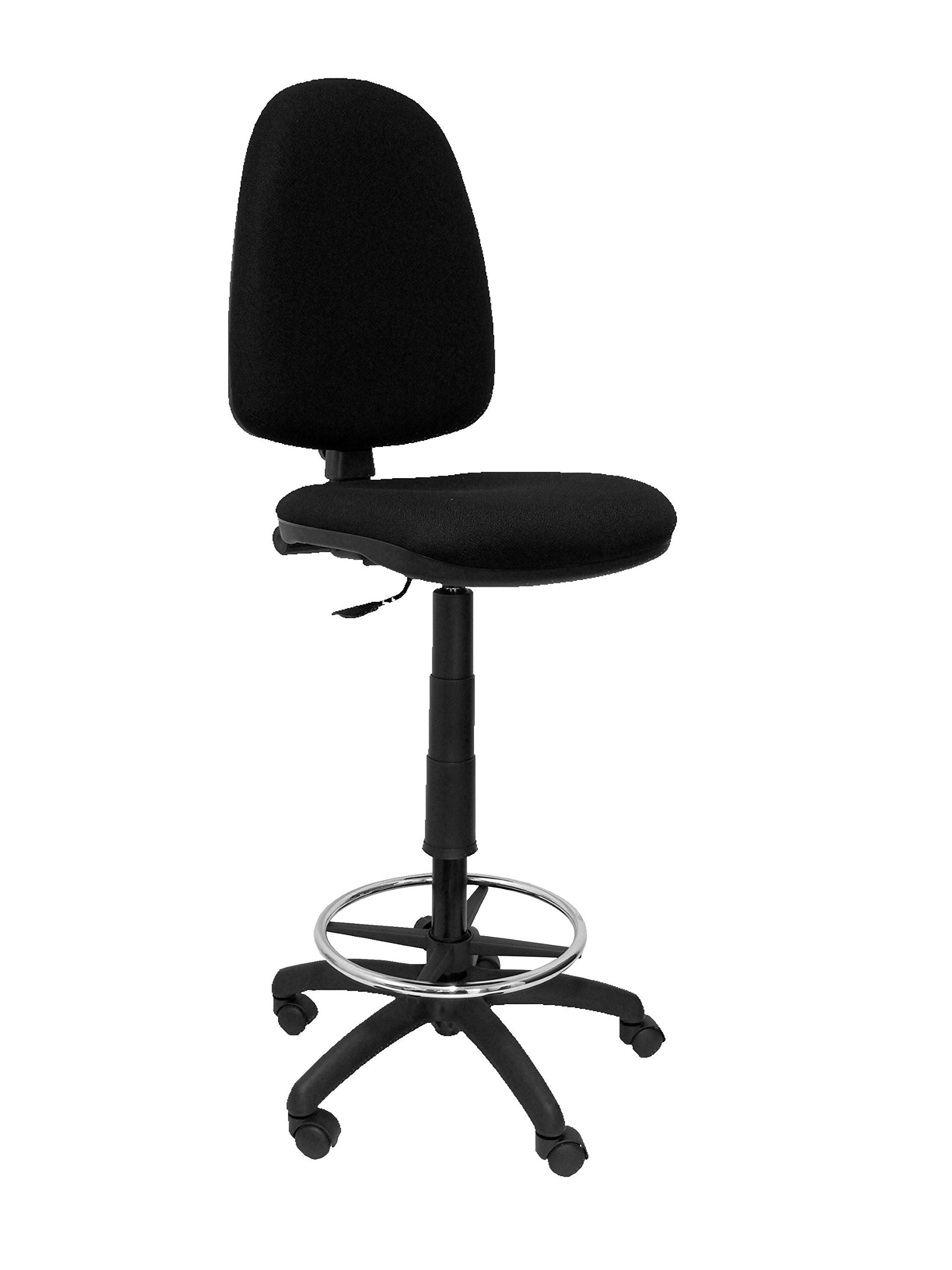 Piqueras y Crespo T04CP Sgabello ergonomico, altezza regolabile e anello poggiapiedi nero