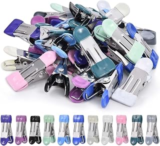 SenseYo 33-Pack Stainless Steel Metal Clothespins, 11 Colors 2.17 Inch Mini Clips for Clothes, Bags, Crafts & Photos